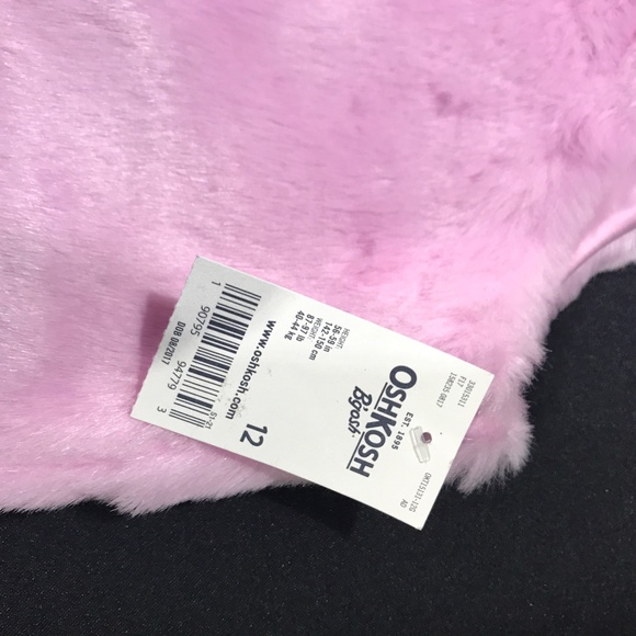 OshKosh B'gosh Pink Faux Fur Vest Size 12 "NWT" - Picture 4 of 8